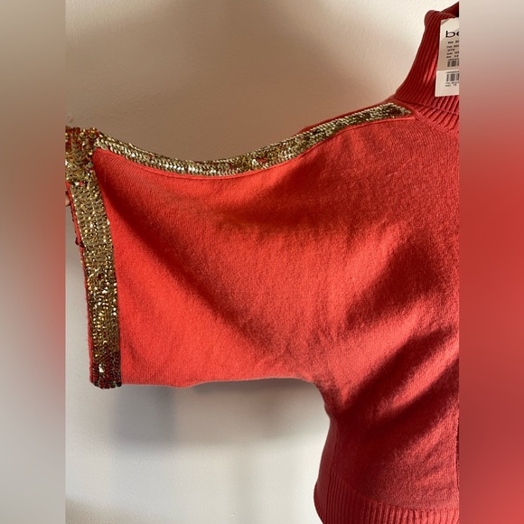 Bebe orange and gold sequin sweater - Picture 3 of 4